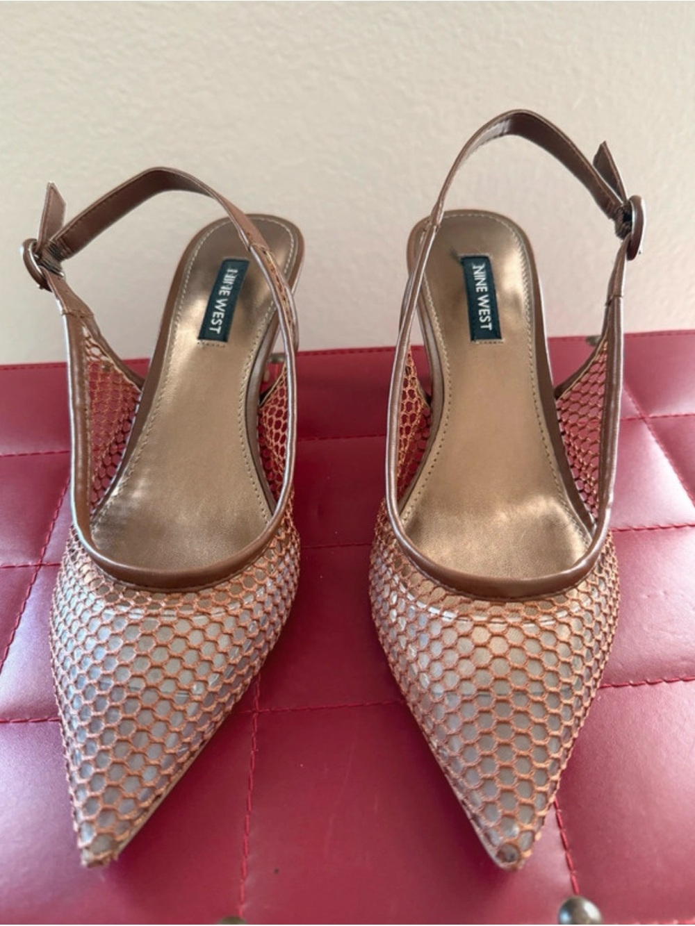 Nine West Women's Brown Slingback Pointed Toe Pumps